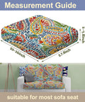 8 Pcs Paisley Patio Sofa Cushion Covers Set Stretchy Replacement Slipcovers, fits 20-27 inch cushions, colorful paisley design
