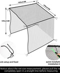 Heavy Duty 10x10x35ft Batting Cage Net for Backyard Baseball and Softball All Weather Backstop Barrier Net Easy Install Durable PE Construction showing installation