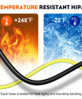 Temperature resistant features of Echo Repower Fuel Line Kit for SRM210 SRM225 Trimmers and Gas Tools, showing heat and cold tests.
