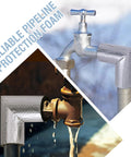 6 Pack Elbow Water Pipe Insulation Tubing With Aluminum Foil For 1 Inch Copper Pipes Heat Retention Foam Sleeve Outdoor Freeze Protection Weatherproof Water Line Insulation Kit shown protecting faucets from freezing weather.