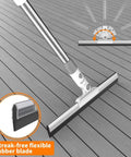 Heavy Duty Floor Squeegee With Flexible Silicone Blade And Long Aluminum Handle For Streak Free Bathrooms Showers Tiles Driveways And Glass That Makes Mopping Obsolete Now on wood flooring.
