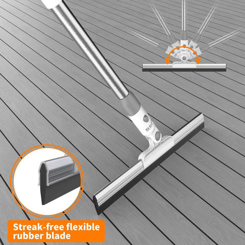 Heavy Duty Floor Squeegee With Flexible Silicone Blade And Long Aluminum Handle For Streak Free Bathrooms Showers Tiles Driveways And Glass That Makes Mopping Obsolete Now on wood flooring.