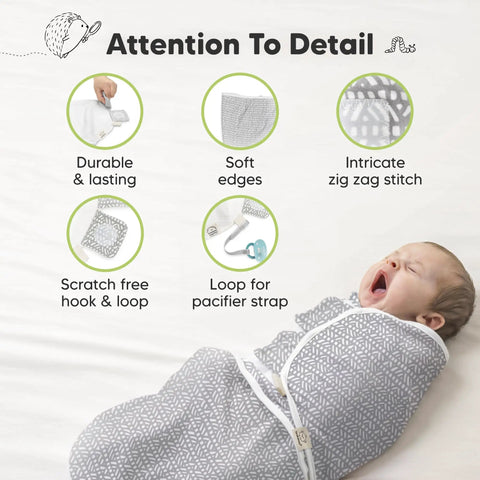 Features of Organic Baby Swaddles 3 Pack for Newborns and Infants 3 to 6 Months Nordic Style Cozy Ergonomic Hip Support IHDI Certified.