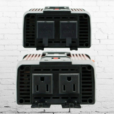 Heavy Duty 1500W Power Inverter Dc 12V To Ac 110V Car Converter With Fast Usb Plug N Play And Silent Cooling Fan rear view showing dual AC sockets.