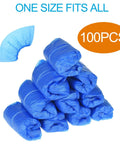 Disposable Shoe Covers One Size Fits All Super Durable CPE Material Waterproof Non Slip Dust Proof Boot Covers Blue 100 Pack