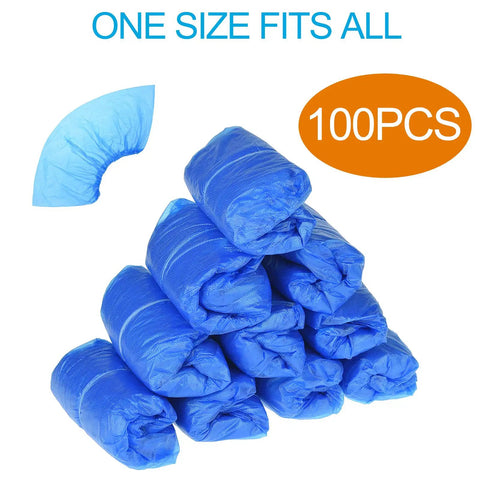 Disposable Shoe Covers One Size Fits All Super Durable CPE Material Waterproof Non Slip Dust Proof Boot Covers Blue 100 Pack