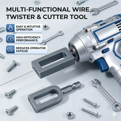 Heavy Duty Electric Drill Wire Twisting Tool With 1/4 Inch Hex Shank close-up showing alloy steel wire twister and tool components.