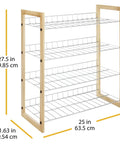 Wood And Chrome 4 Tier Closet Shelf With Stackable Shoe Racks Heavy Duty 100 Pound Capacity, wood frame, chrome shelves