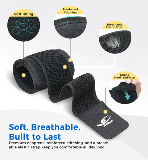 Dual Pack Wrist Compression Straps For Pain Relief And Support with reinforced stitching and breathable elastic strap