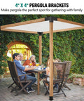 Wooden pergola with 4 Pack Pergola Brackets And Post Bases For 4x4 Beams 3 Way Right Angle Corner Brackets With Sunshade Holes