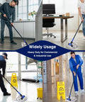 Badass Heavy Duty Commercial Mop Handle 57.5 Inch Extended Pole With Upgraded Jaw Clamp For Microfiber Cotton String And Loop Mops Pro Floor Cleaning Gear in use across various commercial settings.