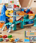 Dinosaur Race Car Tracks For Toddlers And Kids Aged 3 To 8 With Dinosaur Climbing Hills And Ramps Includes 7 Small Cars Map And Stickers
