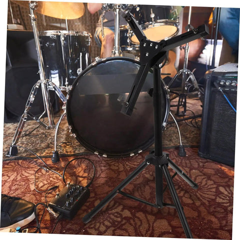 Heavy Duty Adjustable Height Snare Drum Rack With Slick Black Alloy Finish And Detachable Base for use with standard folding tripods.