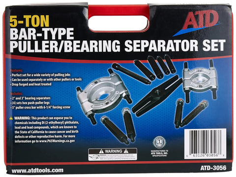 Five Ton Capacity Bar Type Puller And Bearing Separator Set With Molded Storage Case Includes Two Inch And Three Inch Bearing Separators