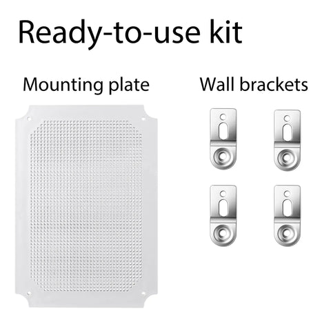 Mounting plate and wall brackets for IP67 Waterproof Junction Box Enclosure For Outdoor Electrical Projects With Hinged Grey Cover