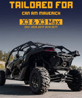 Rear view of a black Can-Am Maverick X3 off-road vehicle suitable for 2017-2021 models, parked outdoors.