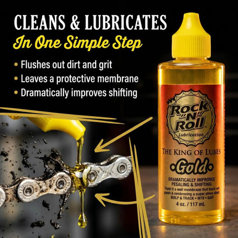 Gold Bike Chain Lube 4oz Two In One Clean And Lubricates For Road Track MTB And BMX Quiet Smooth Shifting lubrication bottle