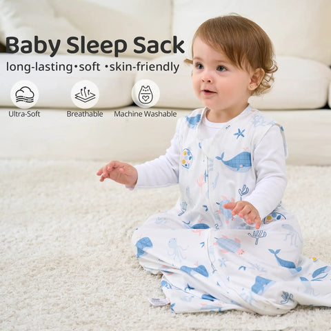 Baby wearing Lightweight Baby Sleep Sack Cozy As A Cloud 0.5 Tog Wearable Blanket For 0 To 6 Months Two Way Zipper Newborn Infant Sleeping Bag