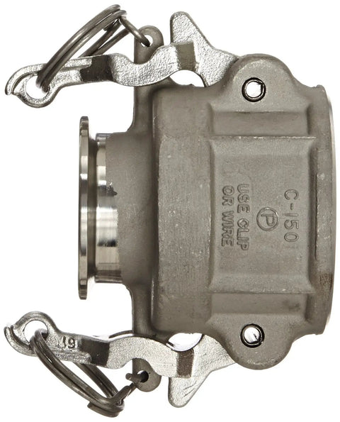 316 Stainless Cam And Groove Transition Sanitary Hose Fitting With Socket End And Clamp End One And A Half Inch Connector