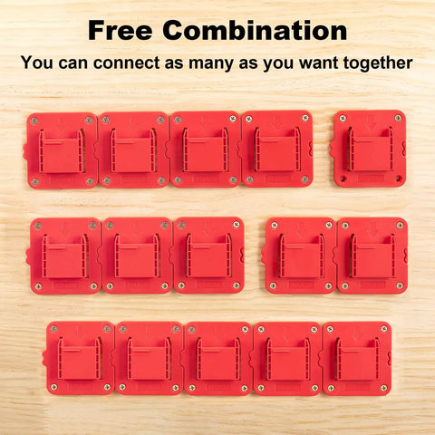 Wall Mount Tool Hanger For Craftsman 20V Drills, 5 Pack Tool Holder Organizer in red on wood surface
