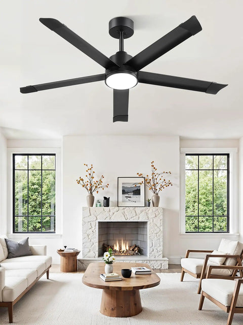 ZMISHIBO 52 Inch Ceiling Fans with Lights, Bend-Resistant Aluminum Blades in stylish living room setting.