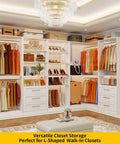 18 Tier Tall Shoe Cabinet Wooden Shoe Rack White Narrow Shoe Storage Organizer With Removable Shelves For Small Spaces Shoe Shelf Tower in a walk-in closet.