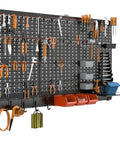 Heavy Duty Metal Pegboard Wall Organizer System For Garage Use 109 Piece Kit With Pegboard Bins Hooks Peg Locks And Black Steel Construction