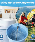 Dope Build 2000W Portable Submersible Water Heater With Rapid Heat 304 Stainless Immersion Rod in bath and camping setting.
