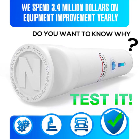 Ultra II Refrigerator Water Filter Replacement Compatible With EPTWFUO1 For PureSource Ultra II, angled view, blue accents