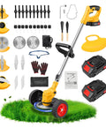 Cordless 24V Weed Wacker With 2x2000mAh Batteries And Fast Charger 3 In 1 Stringless Lightweight Brush Cutter Edger Mower With 5 Blade Types