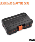 Universal Socket Tool Set For Men 15 Piece Gift Kit storage case, durable ABS material with secure latch, black and orange design.