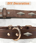 Kickass Diamond Shape Rivets With Screw Back Studs For Leather Crafting and Jacket Embellishment Heavy Duty Zinc Alloy Decorative Conchos Buttons Package Includes Thirty Pieces For Slick Projects on brown leather straps.