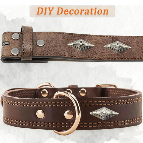 Kickass Diamond Shape Rivets With Screw Back Studs For Leather Crafting and Jacket Embellishment Heavy Duty Zinc Alloy Decorative Conchos Buttons Package Includes Thirty Pieces For Slick Projects on brown leather straps.