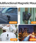 Magnetic Mount Stand For Osmo Nano Camera With 360 Degree Rotation And Vertical Horizontal Adjustable Angles Foldable Desktop Base Versatile Holder Bracket For Osmo Nano Accessories And On The Go Studio Setup shown in various usage scenarios including car, fence, scooter, and cityscape time lapse.