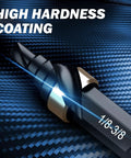 Durable Spiral Flute Step Drill Bit Set, DIY Friendly, 4 Piece HSS Unibit Range From One Eighth To Five Eighths Inch, With One Quarter Inch Shank For Metal Aluminum Steel Wood Plastic Thinkwork, shown in close-up view highlighting its high-hardness coating and size marking.
