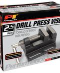 Heavy Duty Drill Press Vise With Beefy Etched Jaws For Rock Solid Zero Slip Locking Pivot Handle, 2.5 Inch size, versatile for woodworking and metalwork.