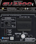 Close-up control panel of Honda EU2200i 2200 Watt Inverter Generator Quiet Portable Power For Camping RV And Home Backup Go-To Gas Powered Ultra Quiet Run Time Up To 8.1 Hours Safe For Microwaves Refrigerators Hair Dryers And More