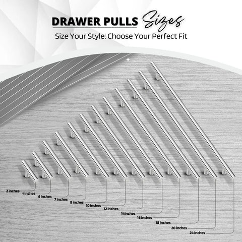 Prime 5 Pack Of Slick 6 Inch Brushed Nickel Cabinet Handles For Kitchen Drawers And Cupboards stainless steel pulls in various sizes.