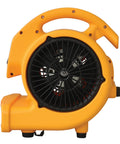 Front view of yellow Mini Mighty 1/5 HP 800 CFM Centrifugal Air Mover with stackable design for drying and restoration use