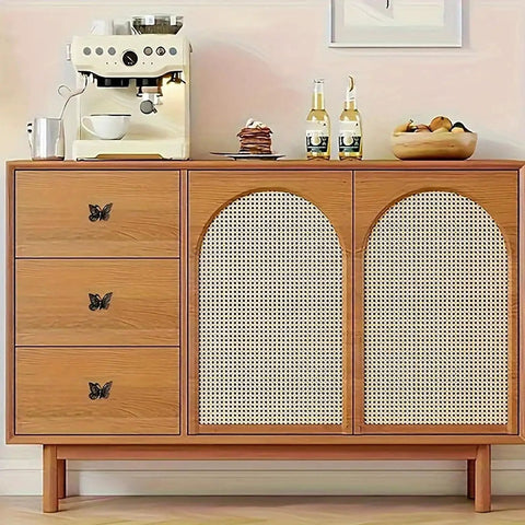 Butterfly Drawer Handles Set Zinc Alloy Bronze Colored 12 Pcs Decorative Knobs installed on wooden dresser