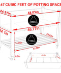 Diagram of Raised Garden Bed With Legs On Four Wheels And Brakes, With Shelf, 48 By 24 By 33 Inches Outdoor Planter Box