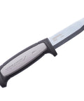 Robust Fixed Blade Knife With Carbon Steel Blade And Combi Sheath, 3.6 Inch Workhorse For Precise Cuts, ergonomic handle visible