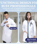 Unisex Lab Coat Pro Grade For Students And Professionals, with pen slot and large pockets for medical essentials, Size Large.