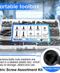 M5 Hex Socket Head Cap Screws Kit With Nuts And Washers 12.9 Grade Alloy Steel set in labeled plastic box