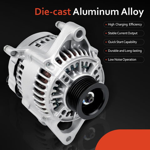 Bolt-On Alternator Replacement Fit For 1991-1998 Wrangler Cherokee Grand Cherokee 2.5L 4.0L V4 V6 TJ Comanche Dakota 1991-1998 4.0L 2.5L High Output Auto Part 13341N 56005685AB, die-cast aluminum alloy with high charging efficiency and low noise operation.