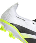 Close-up of heel on Predator League Soccer Cleats For Unisex On Firm Ground And Multi Ground, White Black Lucid Lemon, Size 4.5