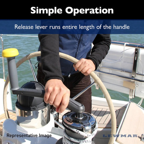 User operating 10 Inch One Touch Aluminum Winch Powergrip Handle With Ball Bearing Grip Lightweight And Corrosion Resistant Marine Grade
