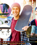 Young skater holding skateboard with Six Sets DIY Fingerboard Kit With 24 Wheels 12 Brackets 54 Screws 30 Nuts And 6 Screwdrivers