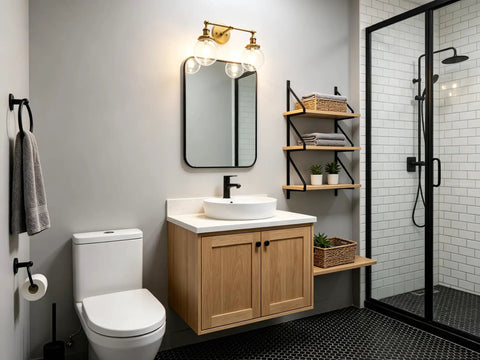 Vintage Industrial Wall Sconce With Switch 180 Degree Adjustable Hardwired Vanity Light With 5.9 Inch Globe Glass Shade In Antique Gold Two Light for bathroom