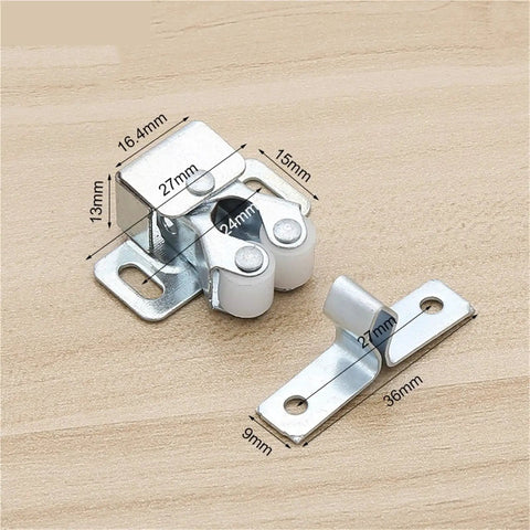 Magnetic Cabinet Catches And Door Stops Pack With Slick Closers And Damper Buffers, silver finish, with measurements